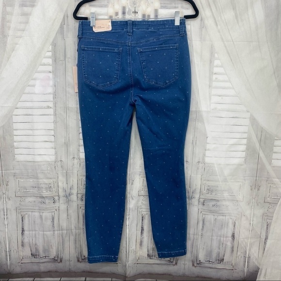 NYDJ Women Size 6 Blue Beach Polka Dot Ami Crop Skinny Jeans Mid Rise 27" Inseam - Picture 9 of 13